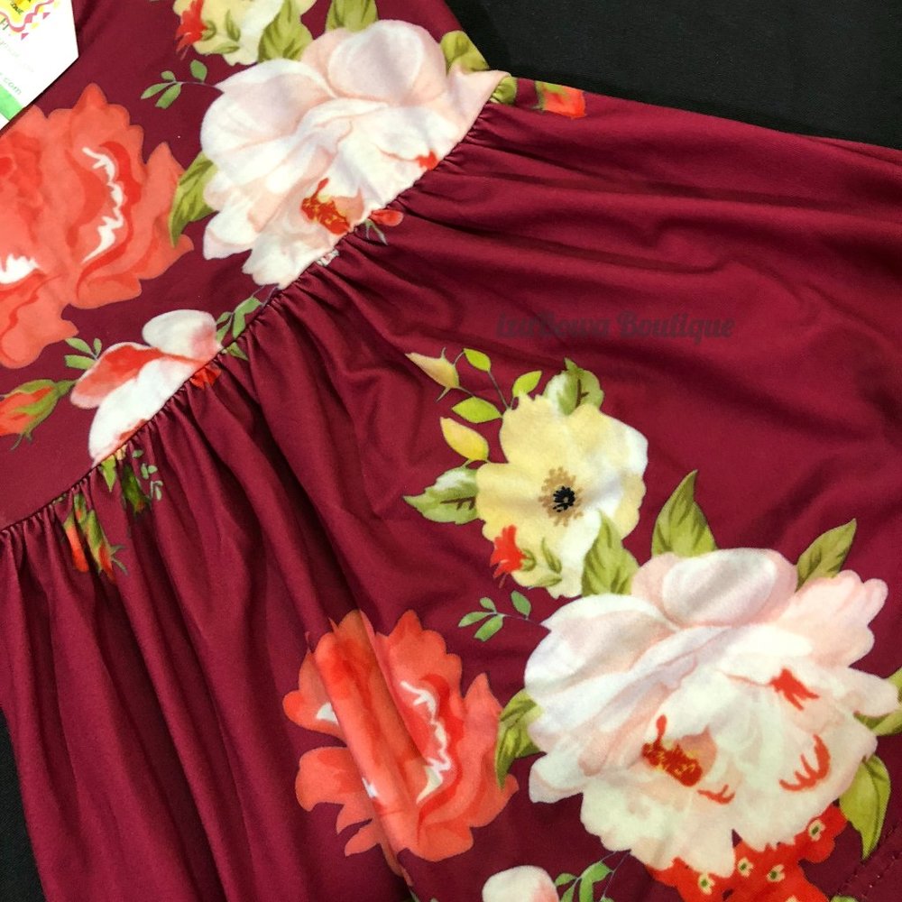 Burgundy Roses Boho Dress 1423 NWT Boutique - Picture 1 of 1